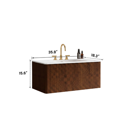 Striped Walnut Bathroom Vanity - OROA