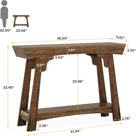 Rustic Console Table With 2 Tier Storage - OROA