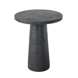 Textured Black Round Pedestal Side Table – OROA, view 2
