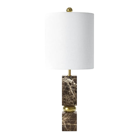 Brown Marble and Gold Metal Table Lamp — front view
