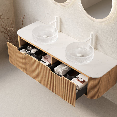 Floating Bathroom Vanity & Glass Basins - OROA