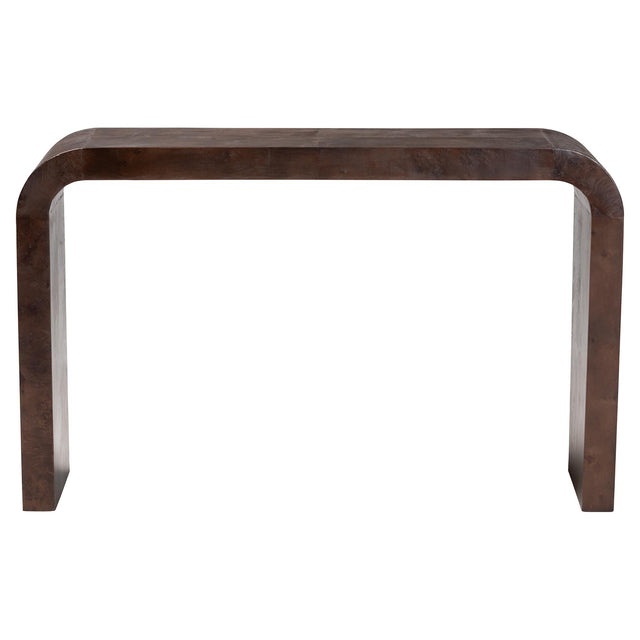 Dark Walnut Burl Veneer Waterfall Console – OROA, view 1