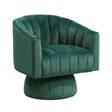 Dark Green Channel Stitched Velvet Swivel Chair – OROA, view 1