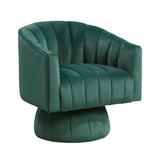 Dark Green Channel Stitched Velvet Swivel Chair – OROA, view 1