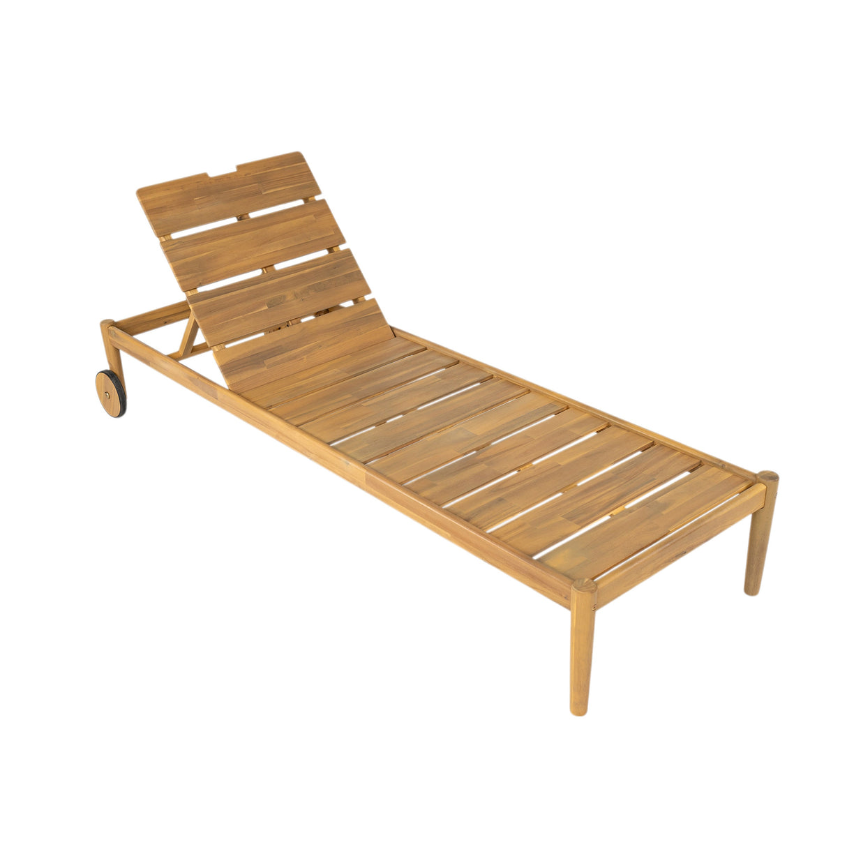Riviera Outdoor Chaise Lounge with Wheels, Acacia Wood Frame (S/2)