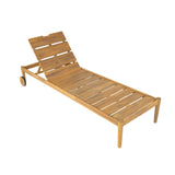 Riviera Outdoor Chaise Lounge with Wheels, Acacia Wood Frame (S/2)
