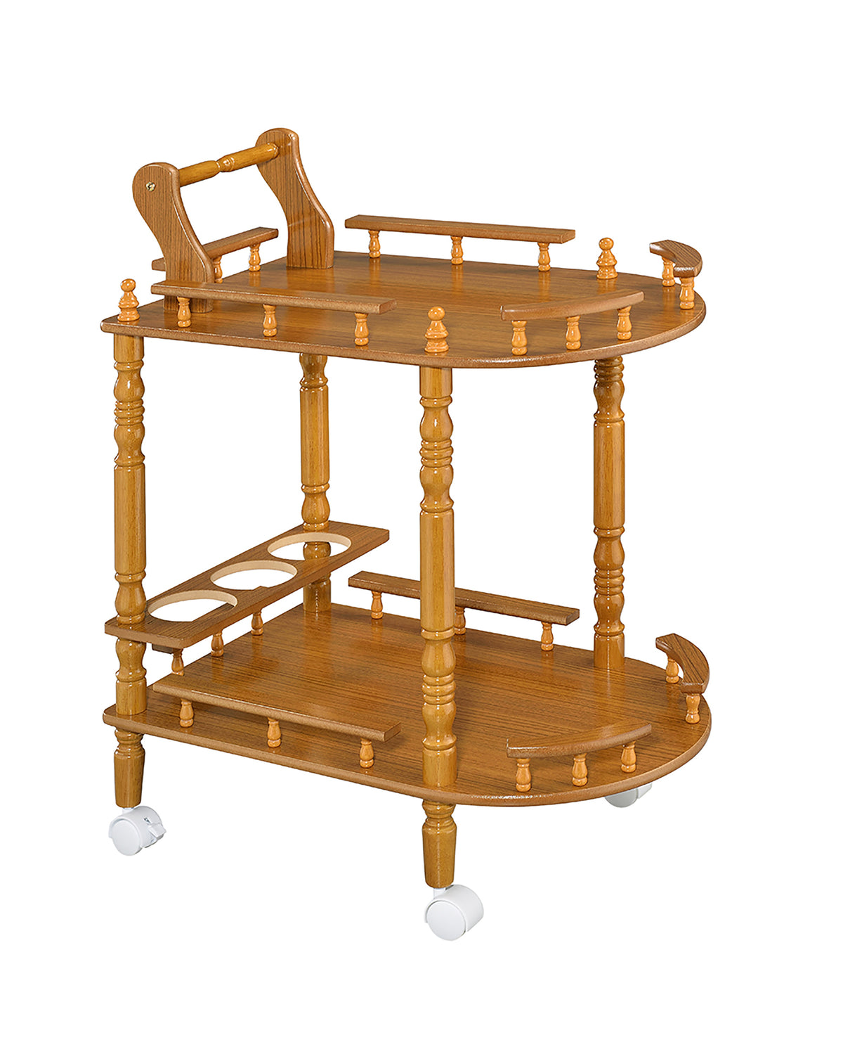 Wooden 2-Tier Wine Table with Oak Finish - OROA Online Furniture