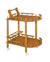 Wooden 2-Tier Wine Table with Oak Finish - OROA Online Furniture