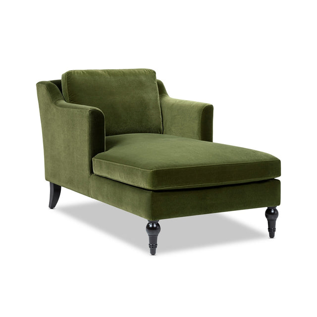 Josephine Upholstered Chaise Lounge, Olive Green Performance Velvet - OROA Modern Furniture