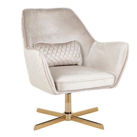 Cream Velvet Swivel Lounge Chair | Catchy