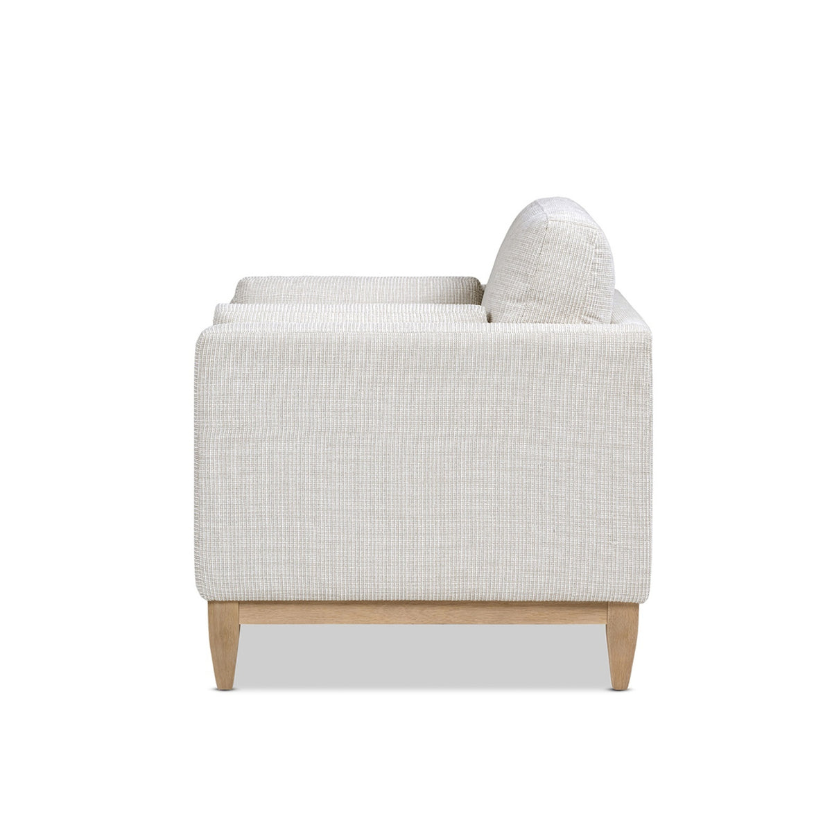 Knox Modern Farmhouse Arm Chair, Light Beige Chenille with Pinewood Frame - OROA Online Furniture
