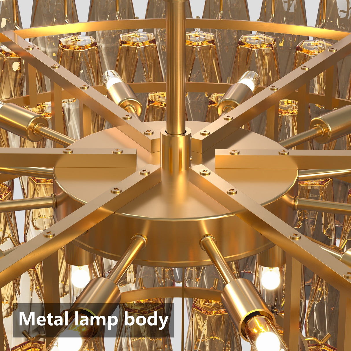 Extra Large 14-Light Gold Modern Round Chandelier