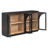 Black Vintage Arched Storage Buffet Cabinet - OROA