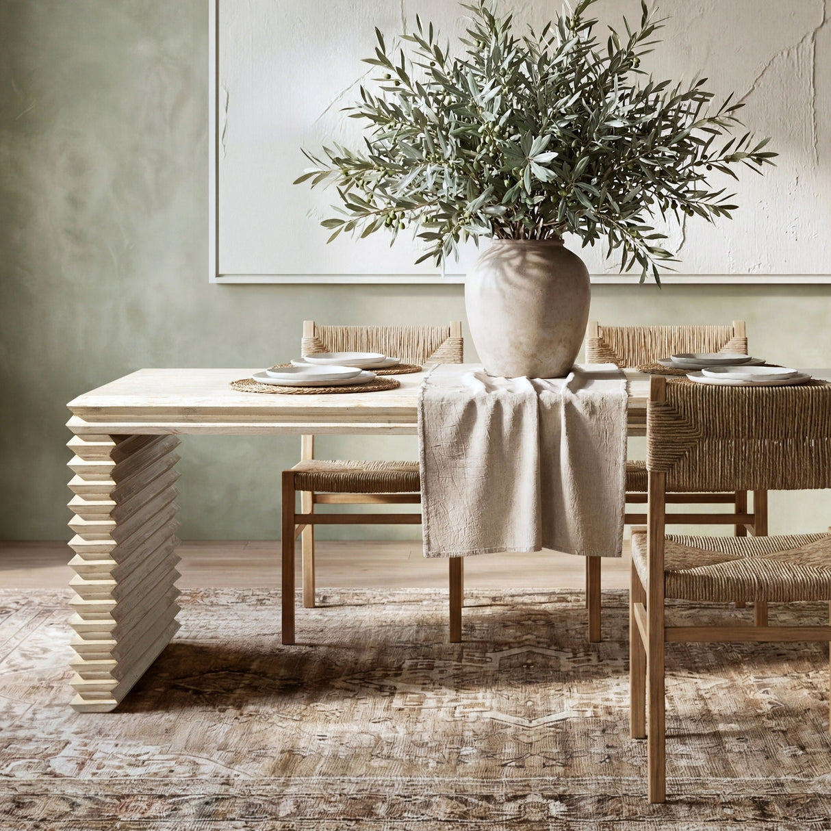Geometric Waterfall Dining Table -  Reclaimed Wood - OROA