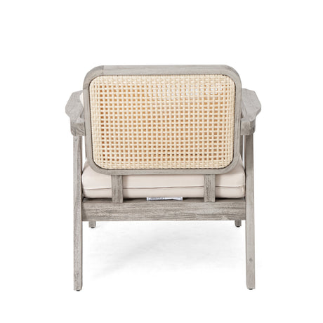 Outdoor Acacia Wood Patio Club Chairs with Cushions (S/2)