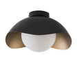 Matte Black and Gold Opal Glass Ceiling Lamp — shade and globe view