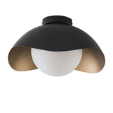 Matte Black and Gold Opal Glass Ceiling Lamp — shade and globe view