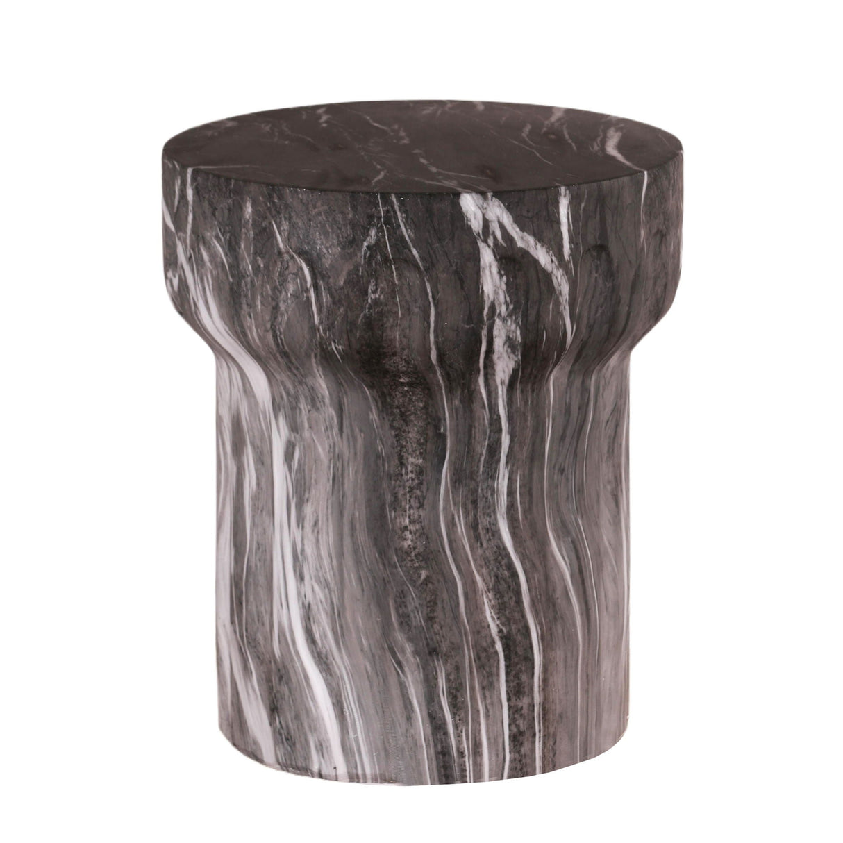 Round Geometric Outdoor/Indoor End Table - Marble