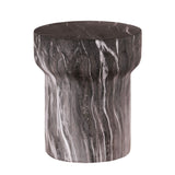Round Geometric Outdoor/Indoor End Table - Marble