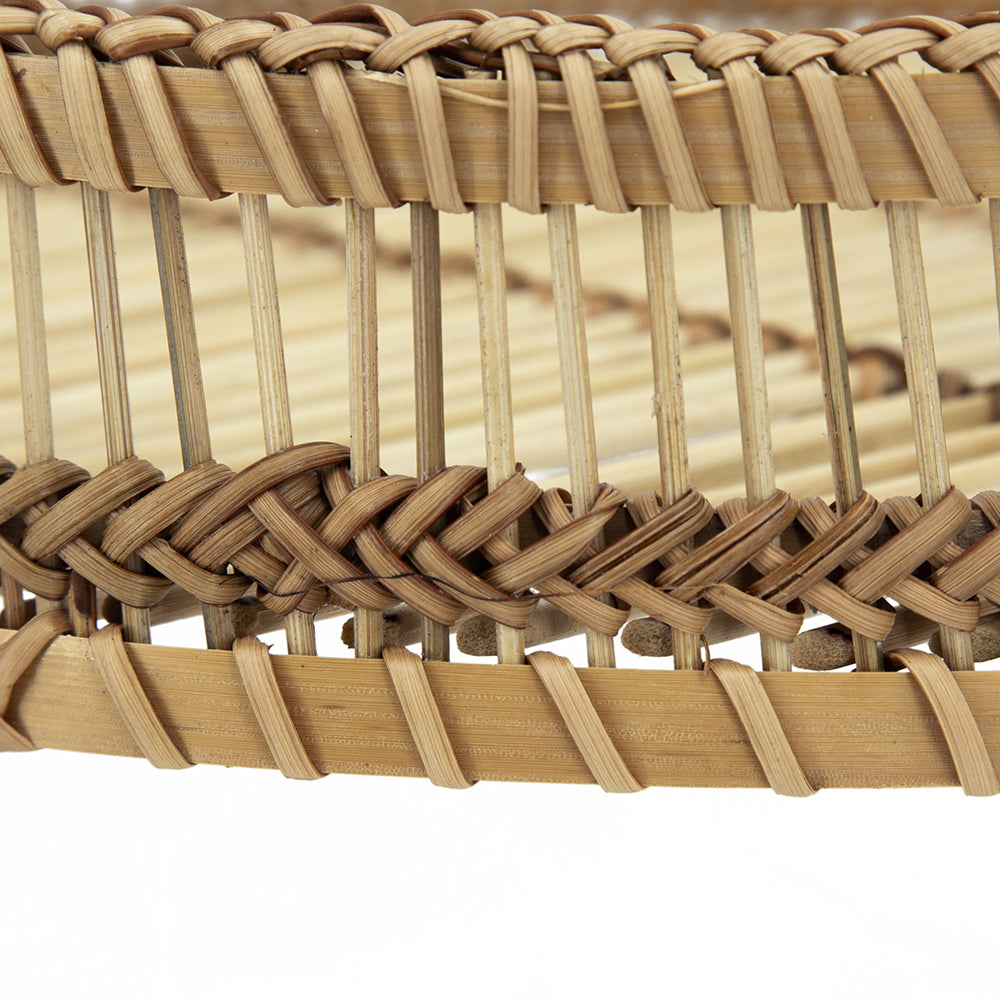Round Decorative Brown Bamboo Woven Trays with Handles (S/3)