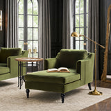Josephine Upholstered Chaise Lounge, Olive Green Performance Velvet - OROA Modern Furniture