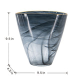 Smokey Black Glass Vase with Gold Rim