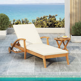 Outdoor Chaise Lounge on Wheels, Acacia Wood - OROA