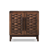 Koa Woven Wood Cabinet with Textured Door Fronts, Dark Brown Reclaimed Pine - OROA Modern Furniture