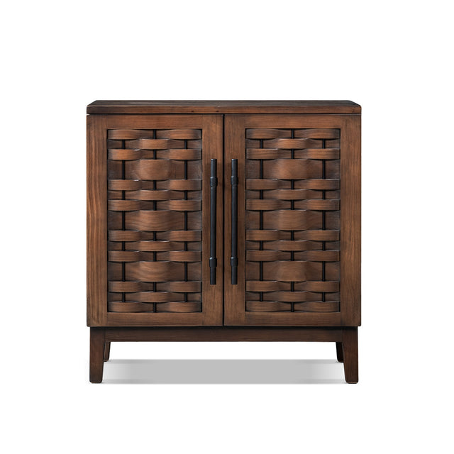 Koa Woven Wood Cabinet with Textured Door Fronts, Dark Brown Reclaimed Pine - OROA Modern Furniture