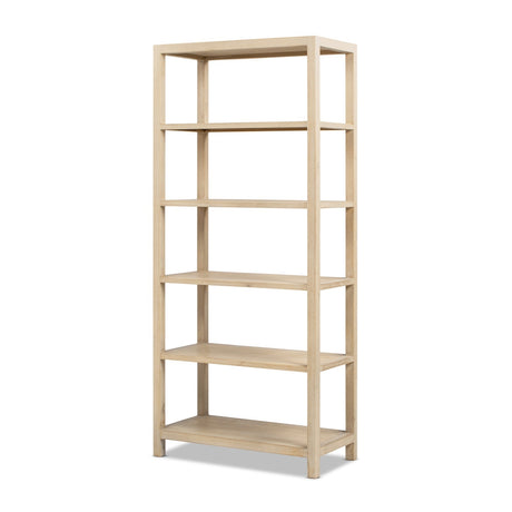 Ellis Reclaimed Pine 5-Shelf Open Frame Bookcase, Light Natural Cerused - OROA Online Furniture