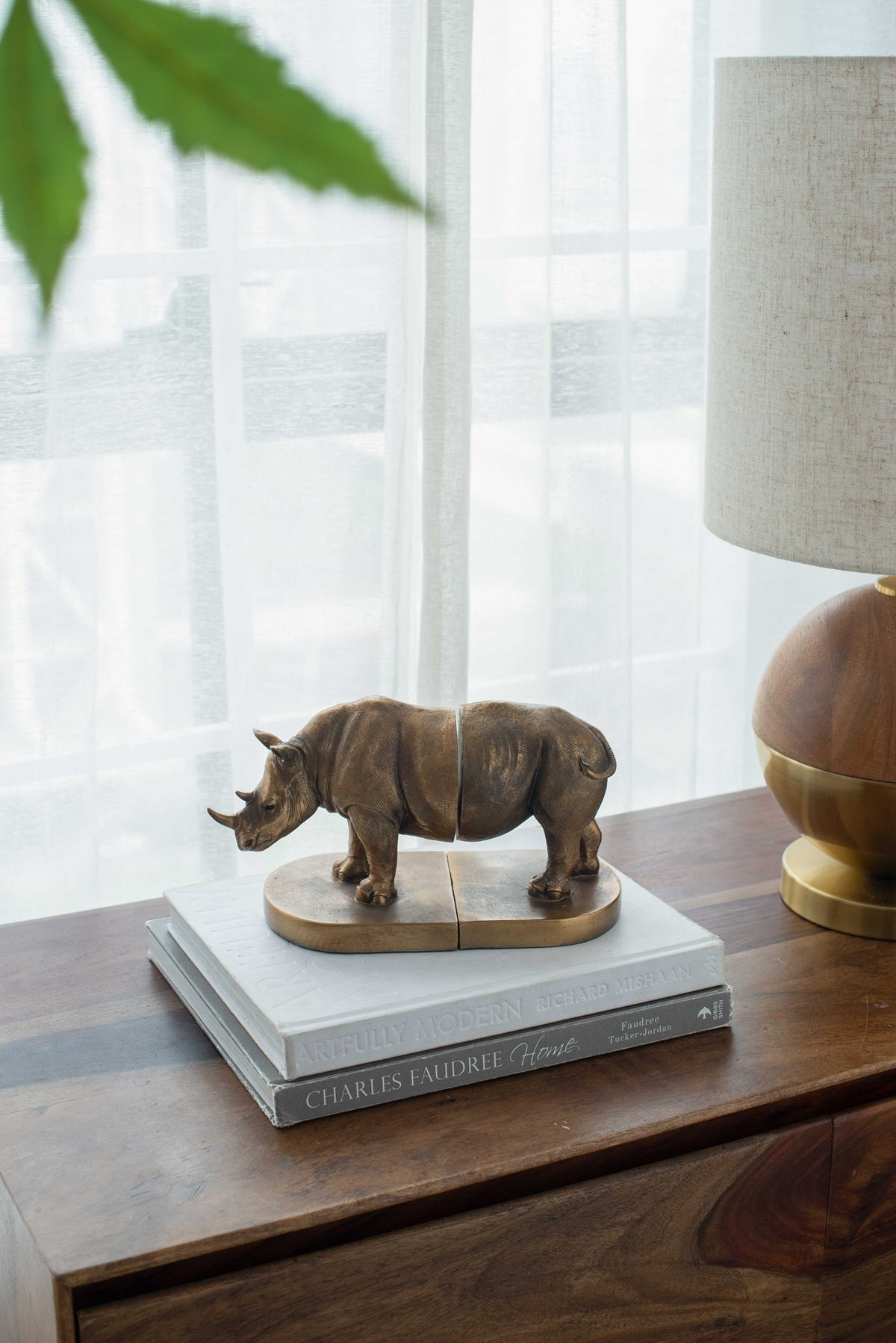 Rhino Bronze tone Bookends