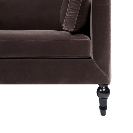 Josephine Modern Upholstered Sofa with Solid Wood Legs, Deep Brown Performance Velvet - OROA Modern Furniture