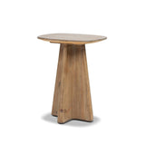 Clarence Rectangular End Table with Sculptural Pedestal Base, Antique Natural Brown Reclaimed Pine - OROA Online Furniture