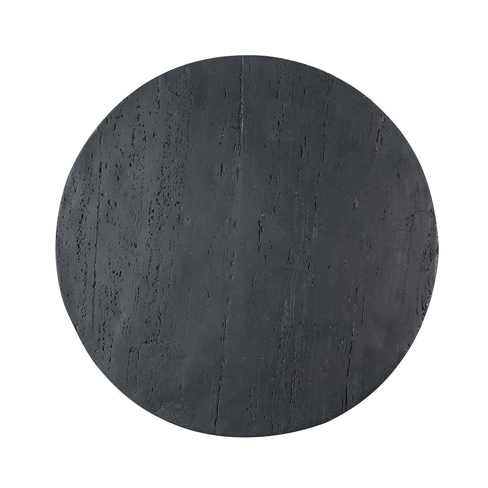 Textured Black Round Pedestal Dining Table – OROA, view 3