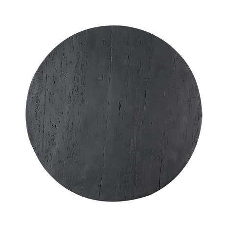 Textured Black Round Pedestal Dining Table – OROA, view 3