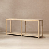 Milo Cerused Reclaimed Pine Console Table with Lower Shelf, Light Natural - OROA Online Furniture