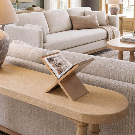 Sculptural X-Shaped Pine Wood Book Stand - Catchy