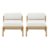 Teak Outdoor Patio Iron Club Chair (S/2) - Off White -Fioraa