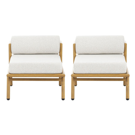 Teak Outdoor Patio Iron Club Chair (S/2) - Off White -Fioraa