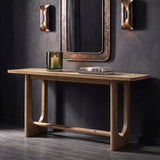Turnkey Modern Trestle Console Table, Antique Natural Brown Reclaimed Pine - OROA Modern Furniture