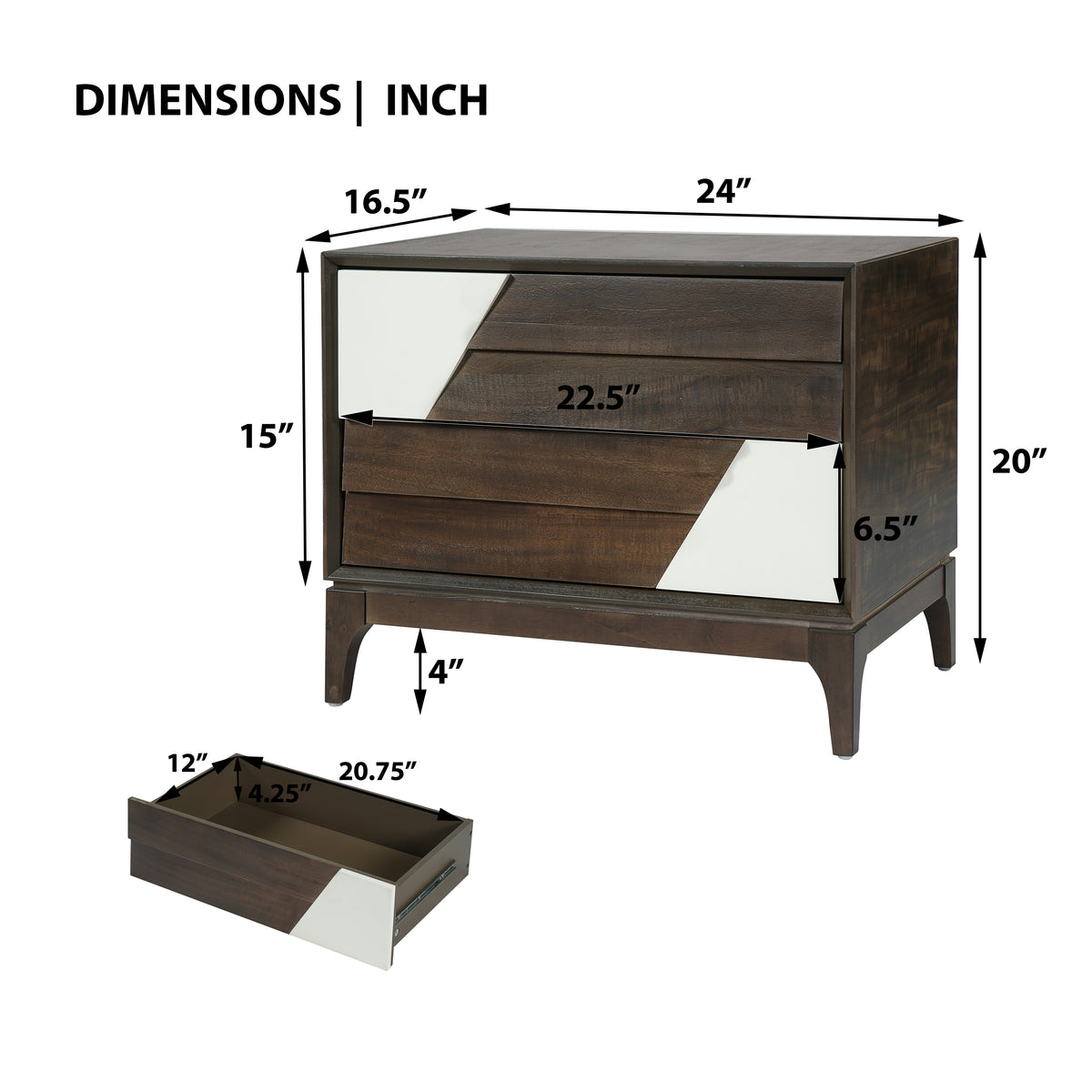 Brown and Cream Geometric Nightstand – OROA, view 6