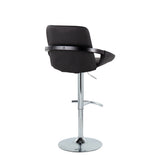 Black Faux Leather Adjustable Swivel Barstools — rear three-quarter view
