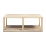Ellis Reclaimed Pine Open Frame Coffee Table with Lower Shelf, Light Natural Cerused - OROA Online Furniture