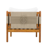 Teak, Outdoor Acacia Wood Club Chair with Diamond Rope Weave & Cushions