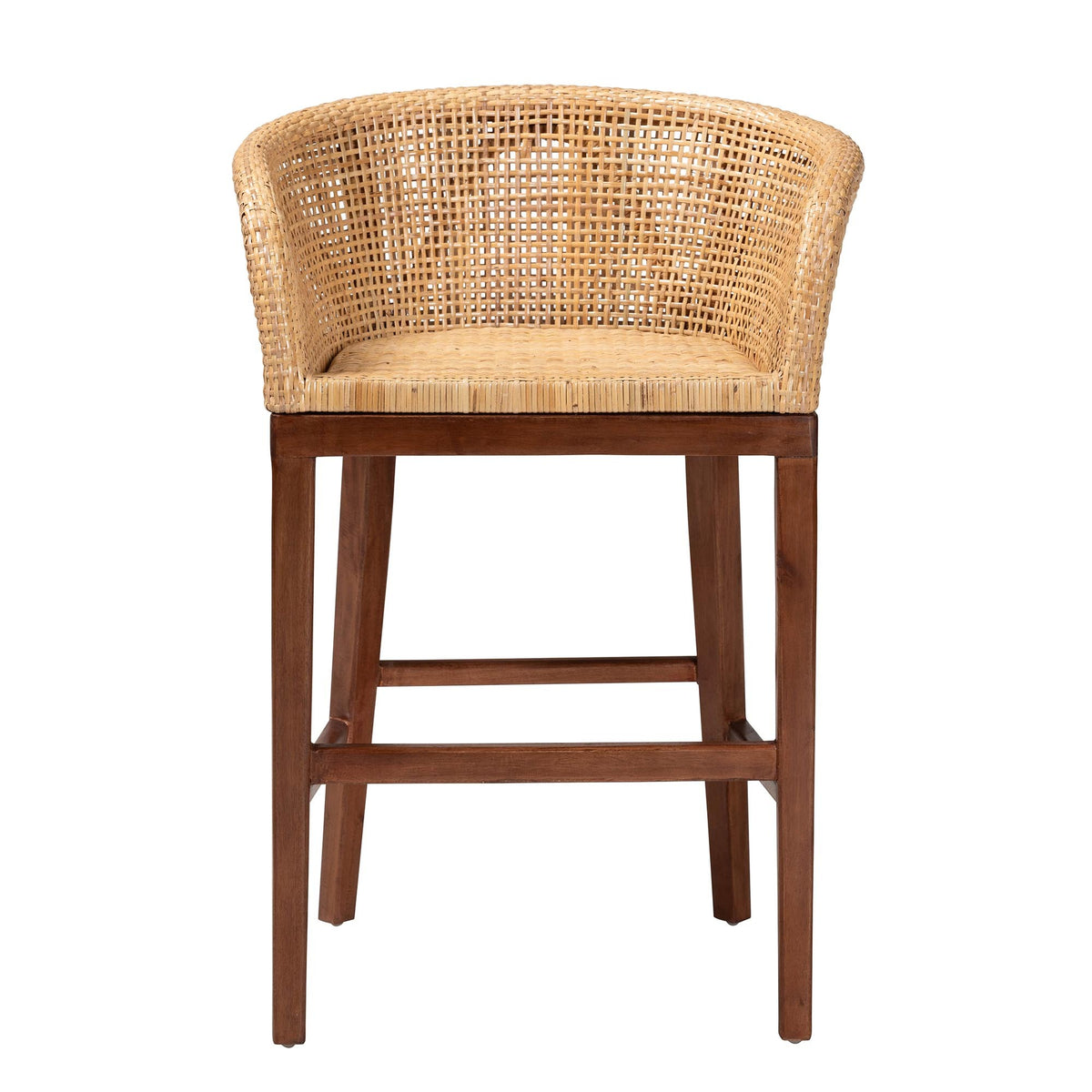 Rattan and Acacia Wood Counter Stool – OROA, view 2