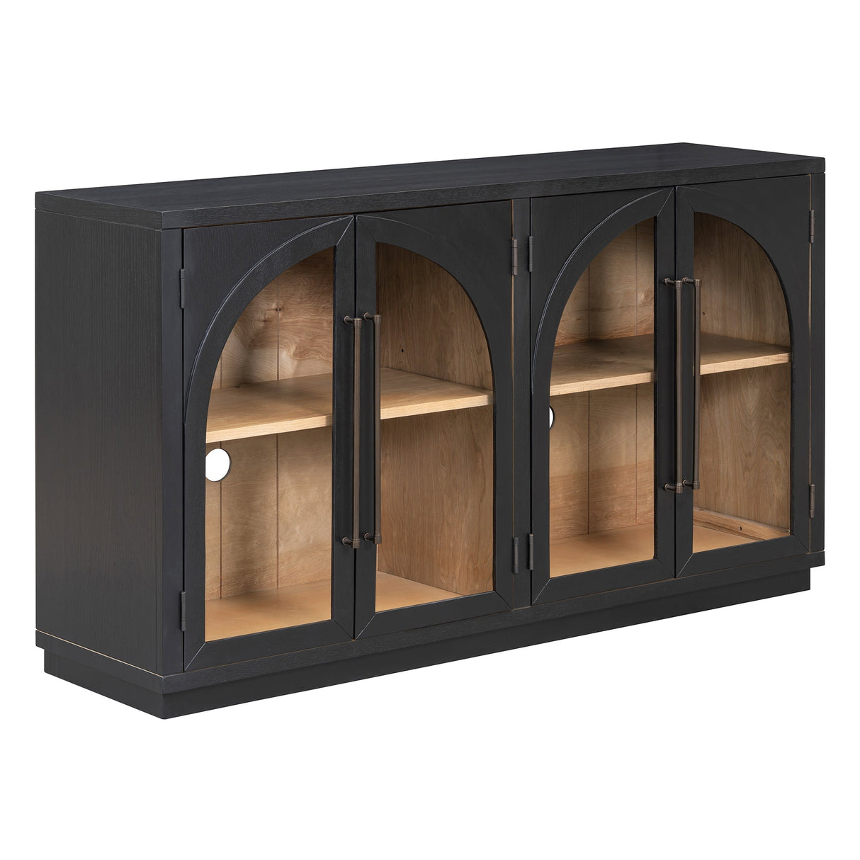 Black Vintage Arched Storage Buffet Cabinet - OROA
