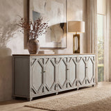 Colette Extra Wide 6-Door Cabinet Sideboard, Antique Natural Brown and Blue-Grey Reclaimed Pine - OROA Modern Furniture