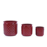 Burgundy Diamond Ceramic Planters – Set of 3 | Catchy