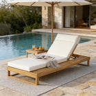Teak Wood Chaise Lounge with 4-Inch Cushion - OROA