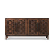 Koa Woven Wood 4-Door Sideboard, Dark Brown Reclaimed Pine - OROA Modern Furniture
